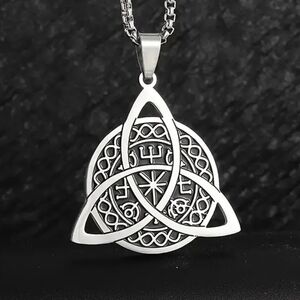 Men's Stainless Steel  Triquetra Celtic Norse Viking  Necklace